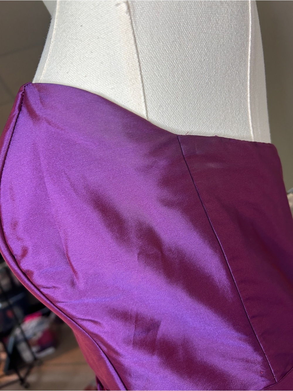 Alfred Sung Iridescent Strapless Taffeta Belted Dress Formal Cocktail Hoco | 12 - Picture 7 of 15